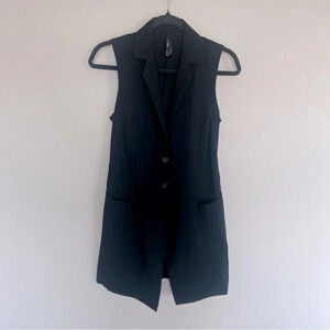 NWOT Porto Black Fitted A-Line Vest Two Button Closure Minimalist Casual Women 4